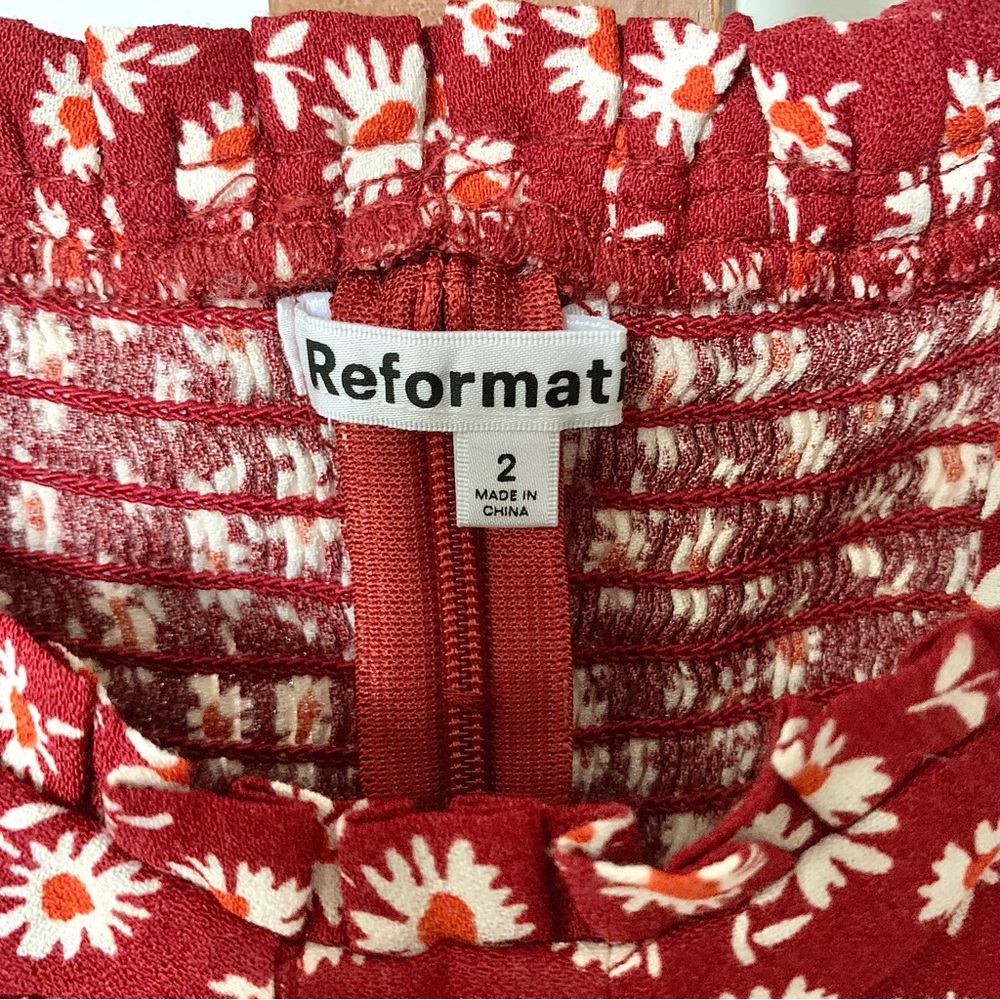 Reformation Meriah Peasant Top in Red Cary Floral Cottagecore sz 2 - Picture 9 of 16